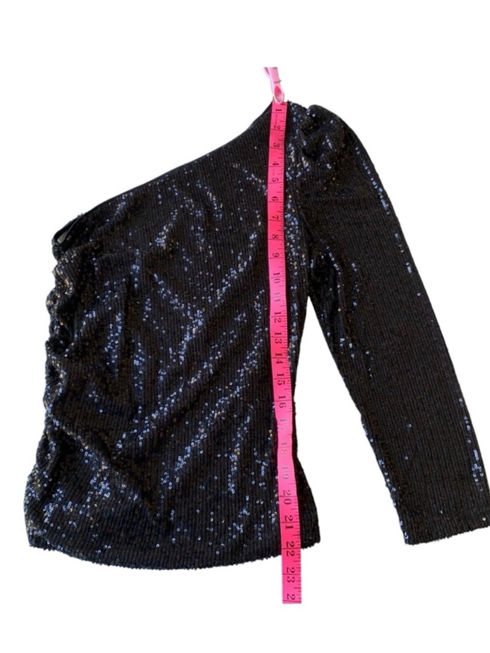 Black One-Shoulder Sequin Top - Picture 9 of 12